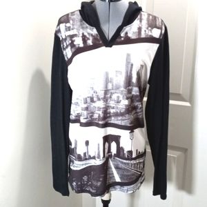 N Y Seene Hoodie light weight  Sz S/ch. Black/white NWT
